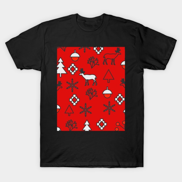 Red Christmas decor with deer T-Shirt by cocodes